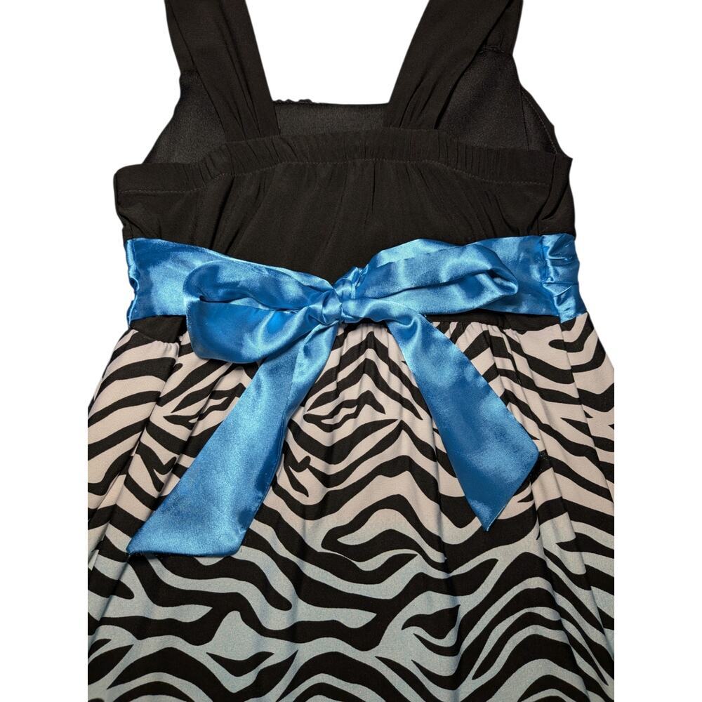 Rare Editions Girls Black & Blue Ombre Zebra Stripe Empire Waist Dress Size 7/8 - Picture 6 of 12